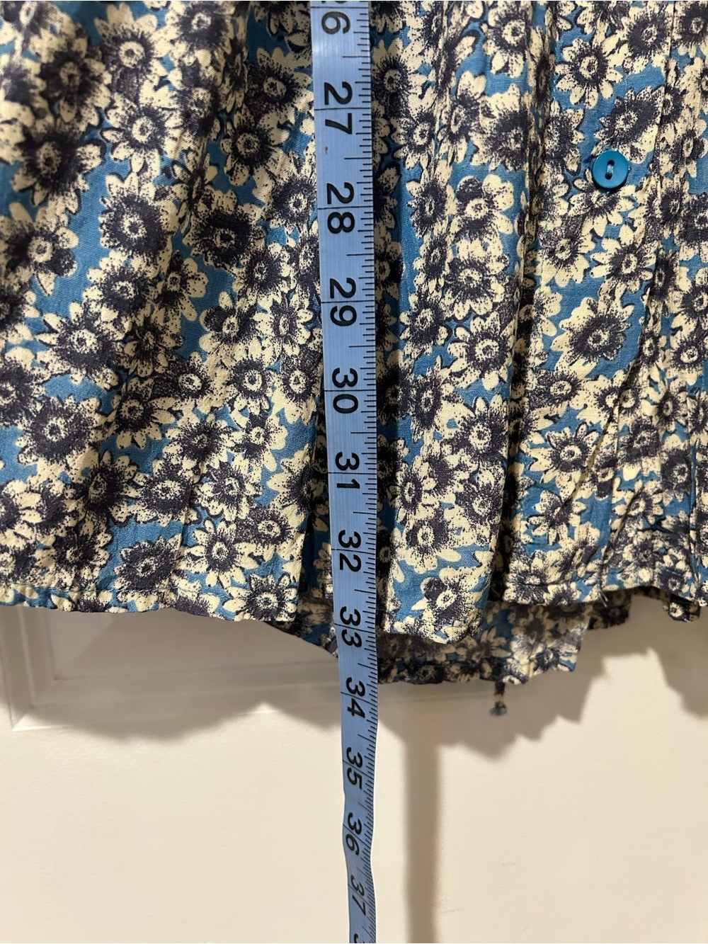 Like New Free People All Laced Up Mini Dress Blue/Ivory Floral Daisy Print - Picture 15 of 16